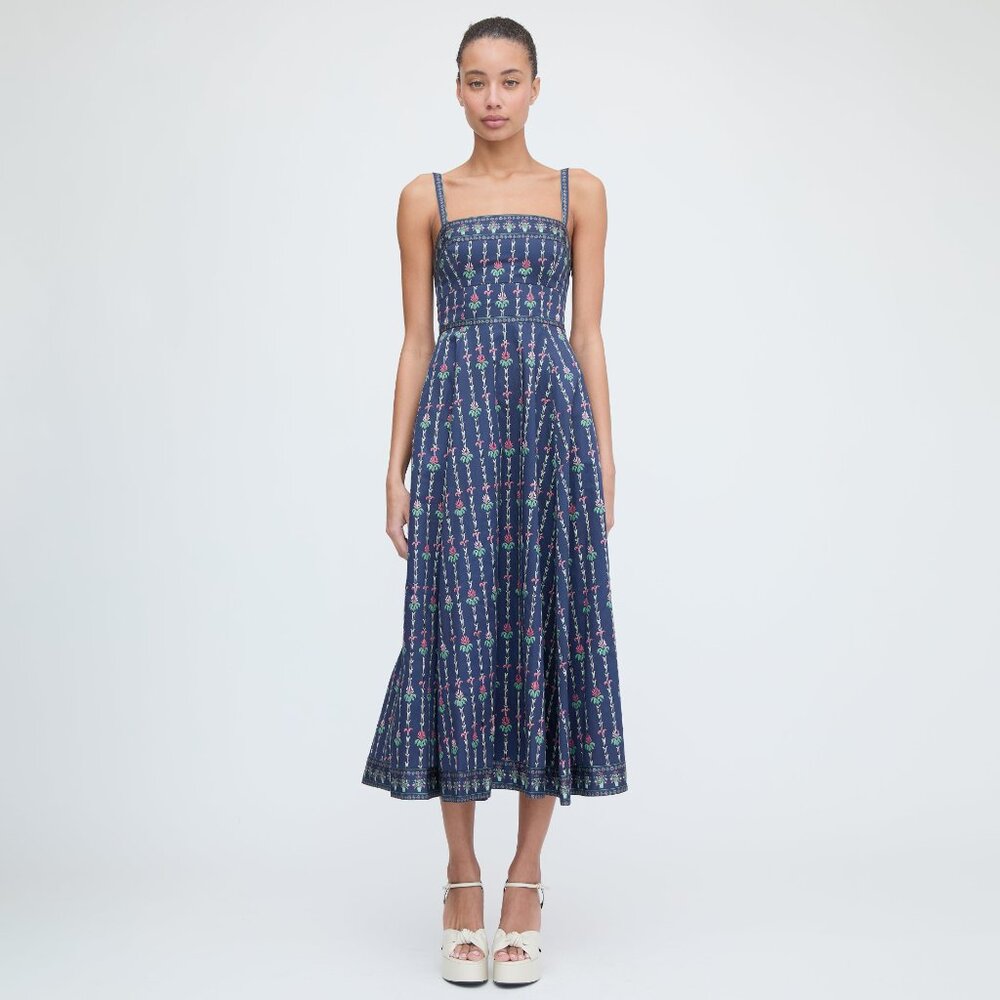 Hill House Home The Margot Dress - Navy Trailing Fern Size S - Picture 2 of 3